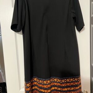 Cato Black Midi Dress with Orange & Blue Patterned Hem
